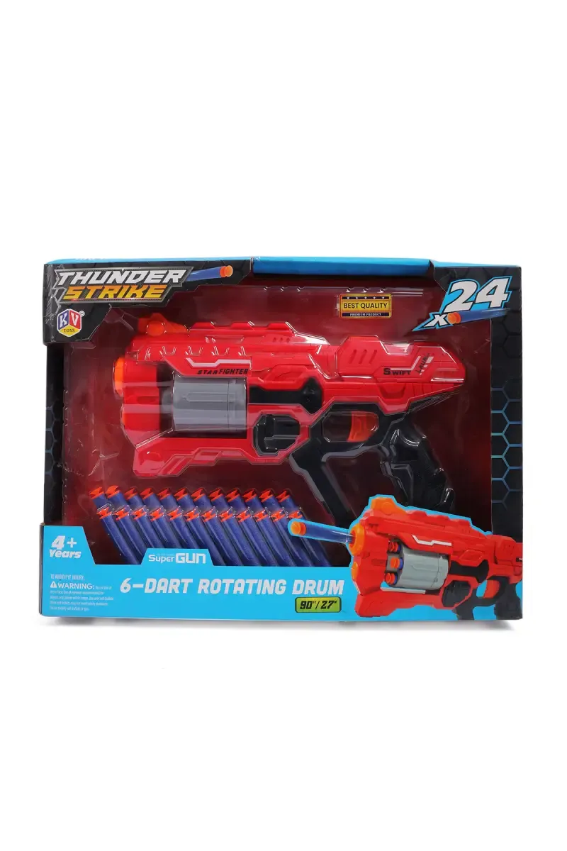 6-Dart Rotating Drum Soft Bullet Gun Toy - Red 026311RED
