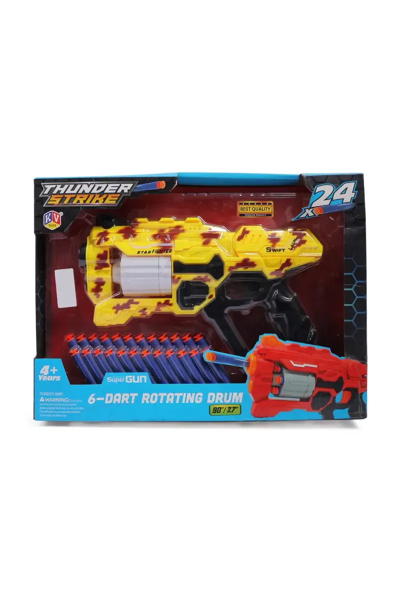 6-Dart Rotating Drum Soft Bullet Gun Toy - Yellow & Black 026311YEL&BLA