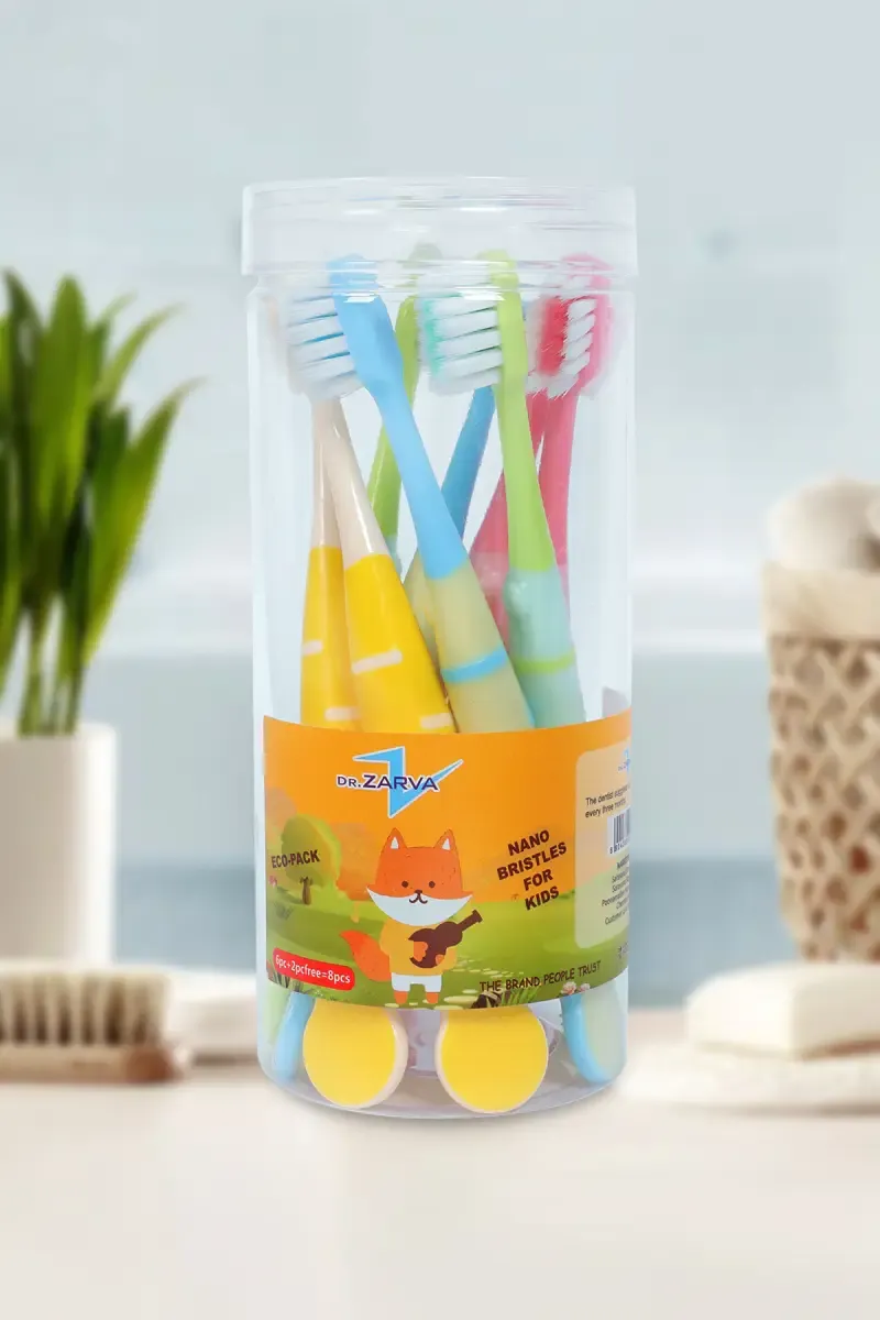DR.ZARVA Nano Bristle Tooth Brush for Kids - Pack Of 1 (8 Pcs)