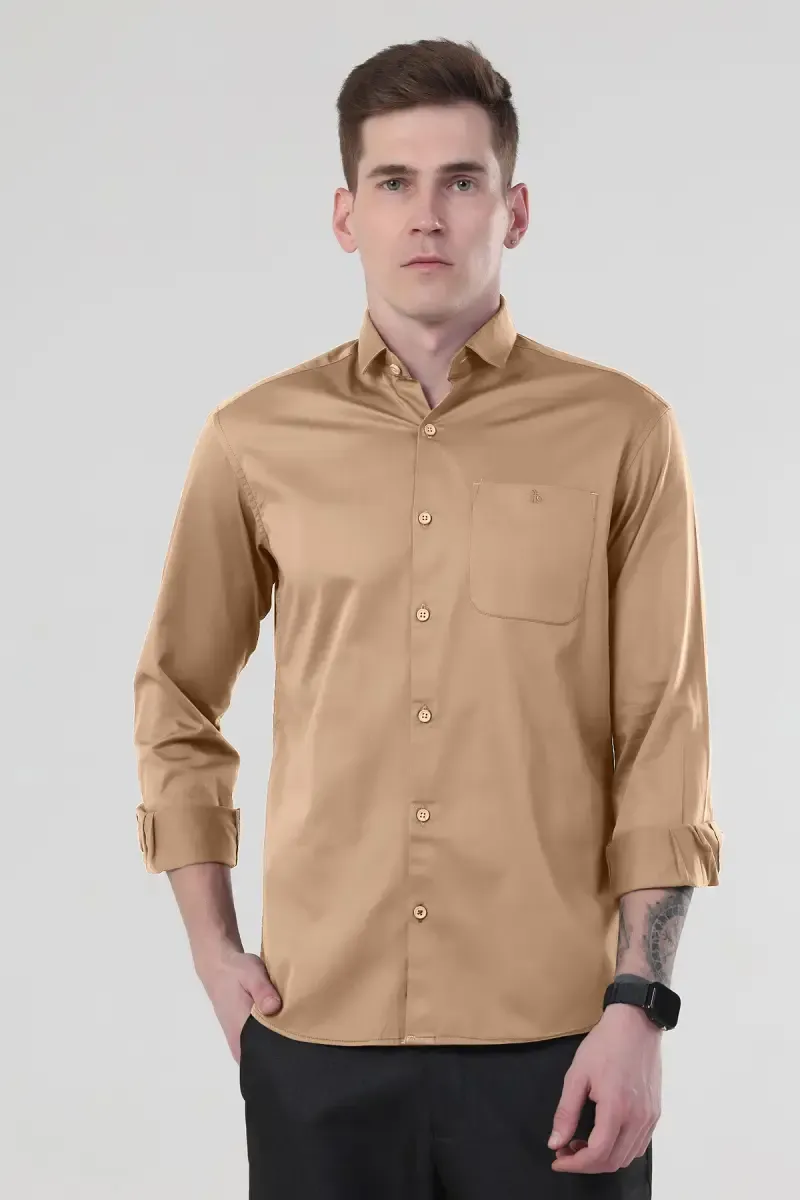 Satin Slim Fit Shirt for Men 026467KHAXL