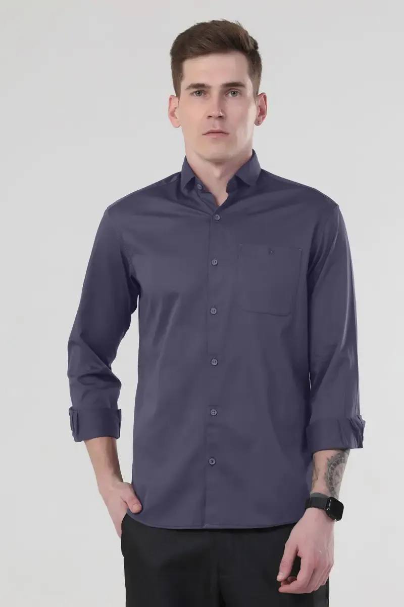 Men's Solid Satin Slim Fit Shirt 026472GREXL