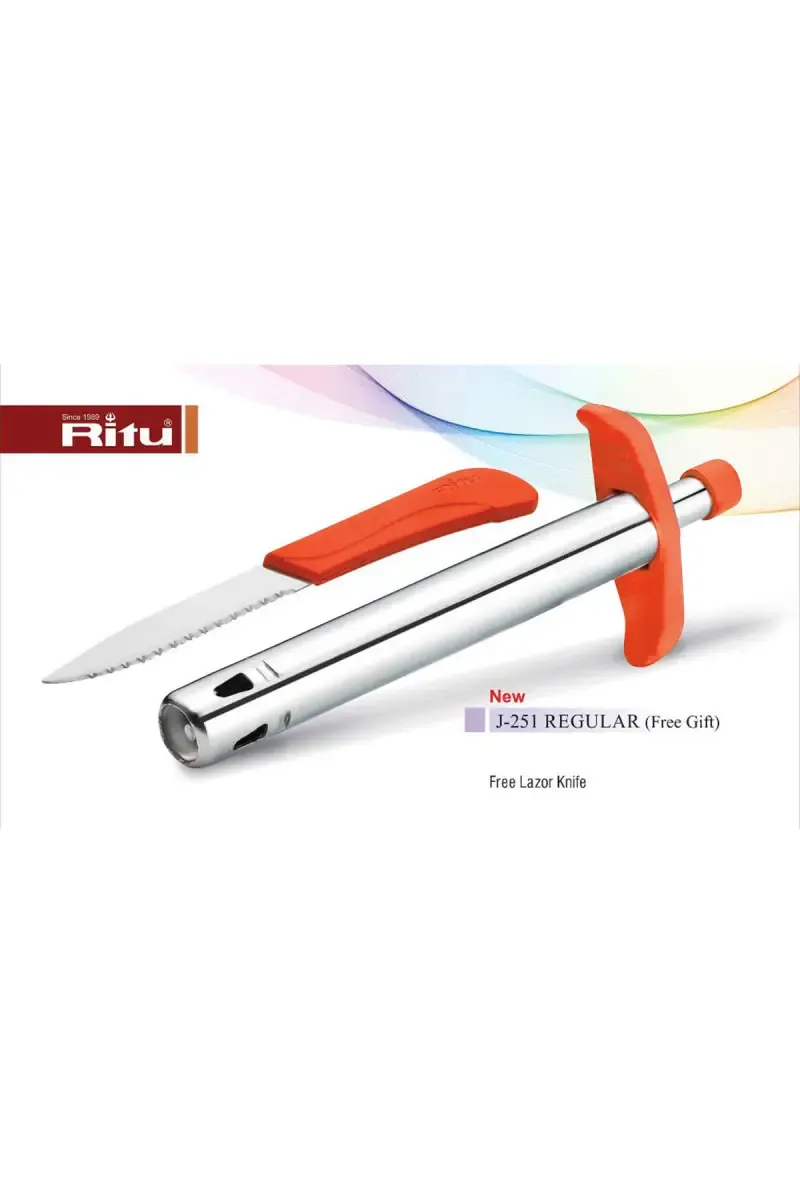 Ritu Plastic & Steel Gas Lighter with Knife - 17cm