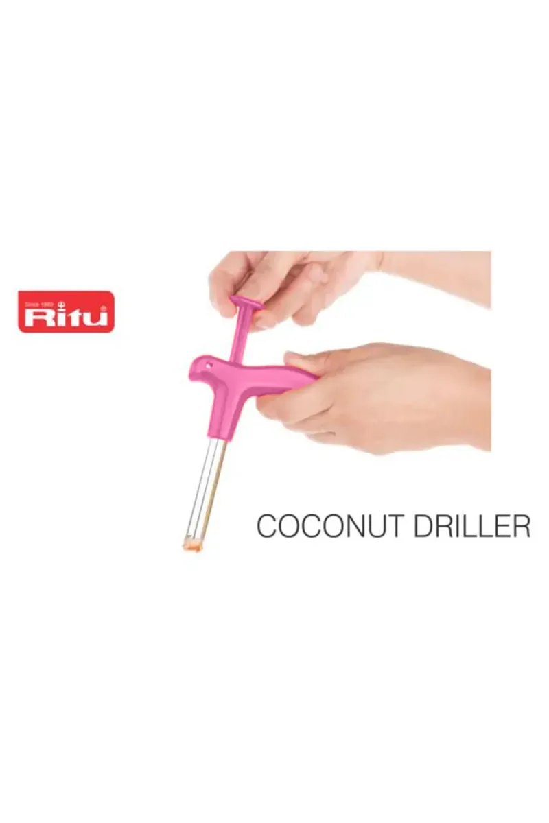 Ritu Plastic & Stainless Steel Coconut Driller, Pink - 13cm