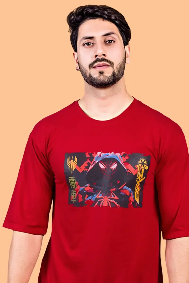 Printed Drop Shoulder T-shirt for Men 026695XLRED