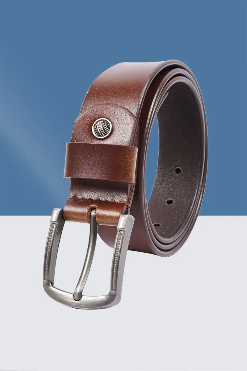 Synthetic Leather Tang Closure Solid Belt 026754BRO44