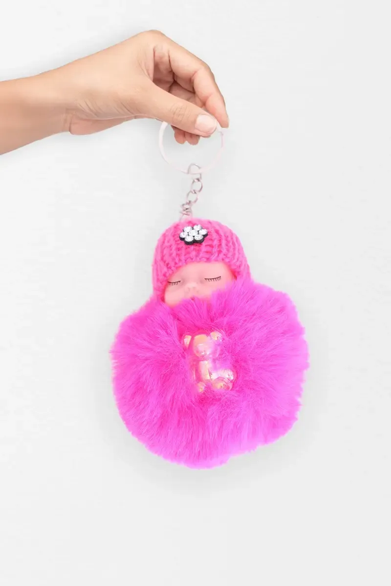 Cute Small Sleeping Baby Doll Keychain 