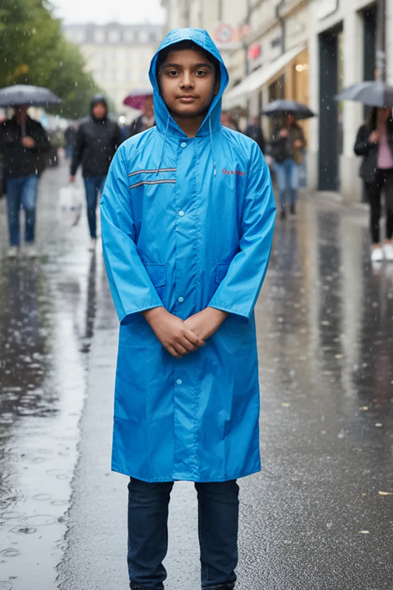 Boy's Solid Rain Jacket 026824BLU1112YRS