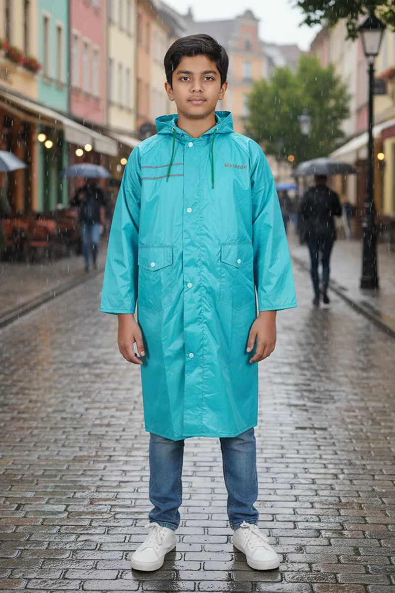 Boy's Solid Rain Jacket 026824GRE1112YRS
