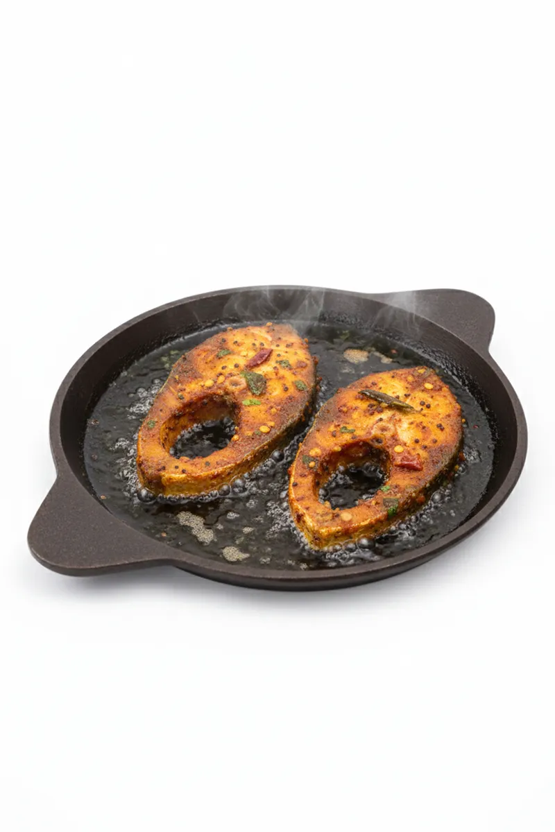 Bluevel Cast Iron Fish Fry Pan, 10 Inch, Pre-Seasoned, Naturally Nonstick, 100% Pure, Toxin-Free, Induction, 1.5kg