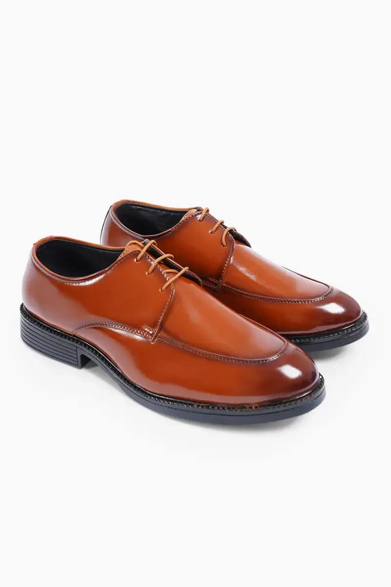 Faux Leather Lace-Up Formal Shoes for Men 0268868TAN