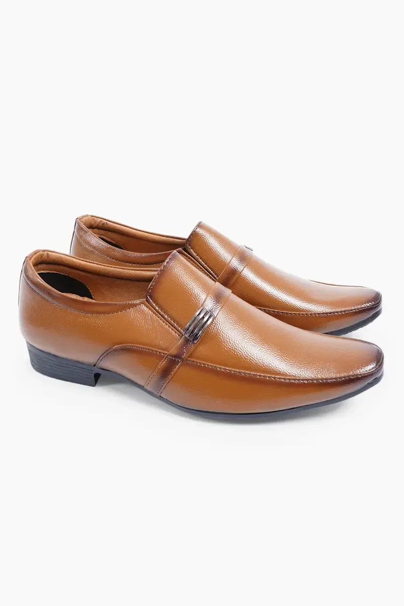 Synthetic Leather Slip-On Formal Loafers for Men 0268898TAN