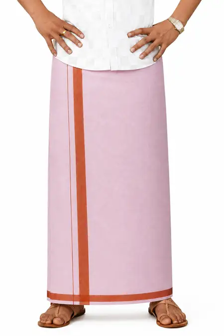 Men Tissue Dhoti with Zari Border - 3.8 Mtr