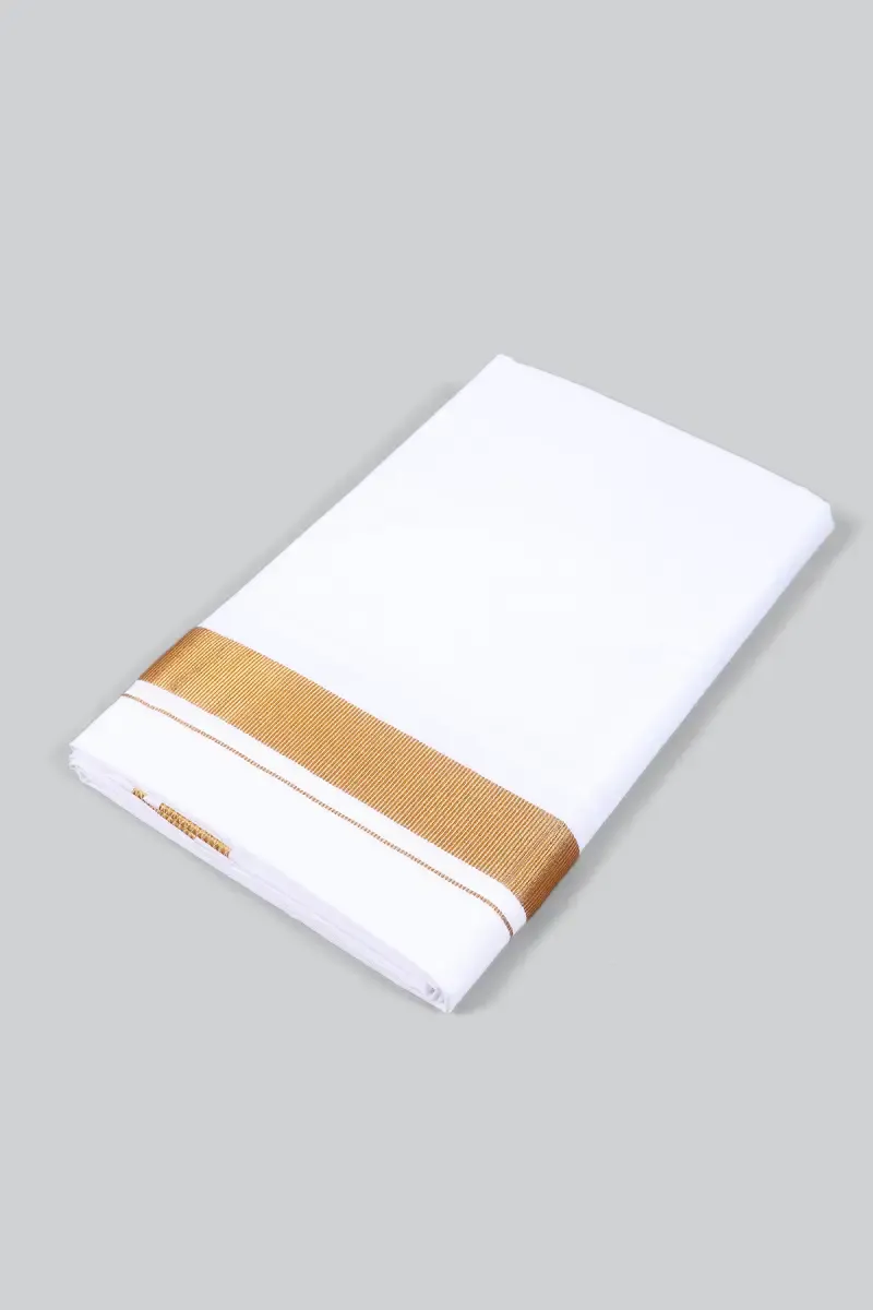 Gold Zari Border Cotton Dhoti for Men