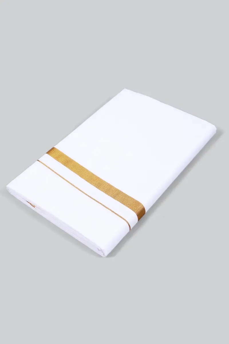 Solid Cotton Dhoti with Zari Border for Men