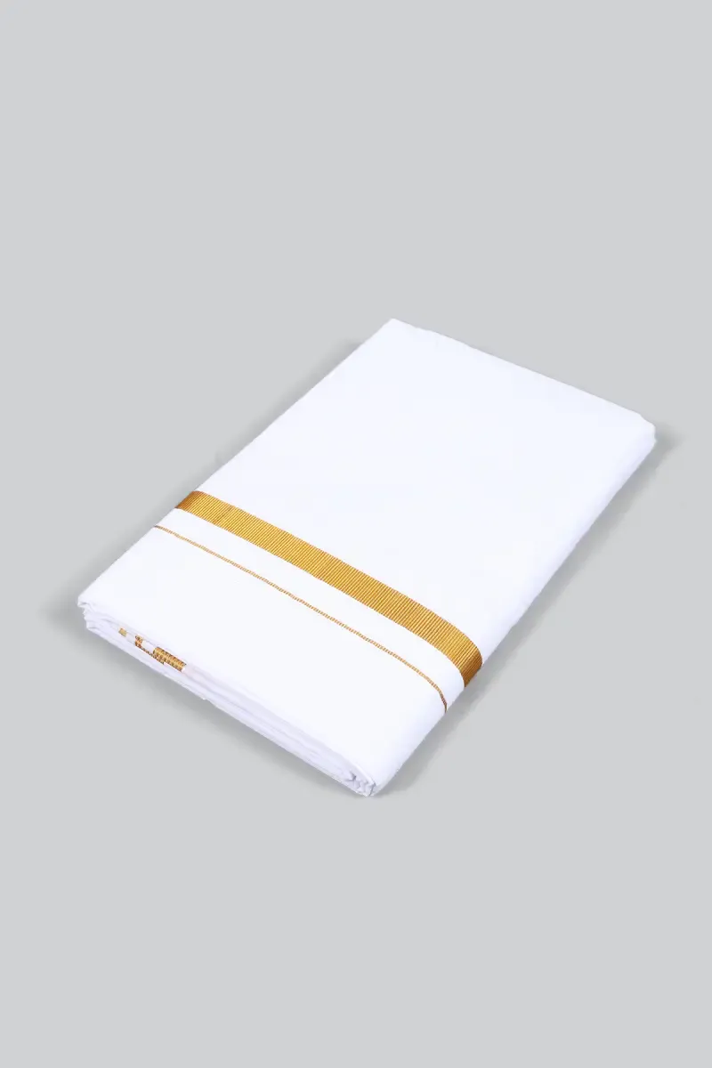 Cotton Unstitched Dhoti with Zari Border for Men