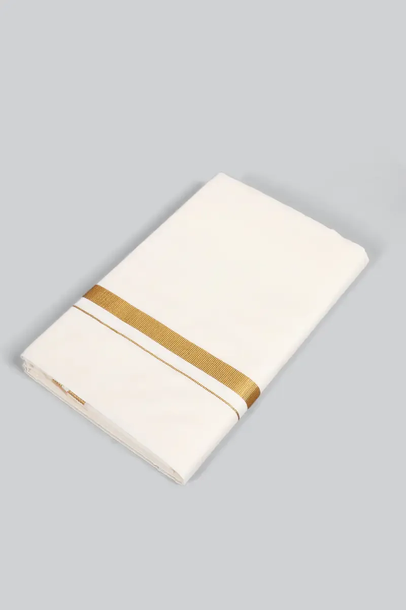 Cotton Solid Dhoti with Zari Border for Men