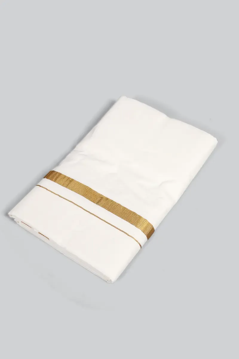 Men's Gold Zari Border Cotton Dhoti