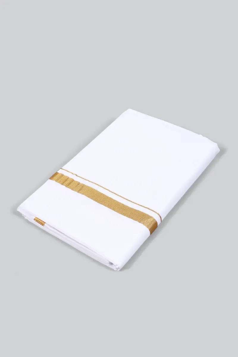 Men's Gold Zari Border Cotton Dhoti