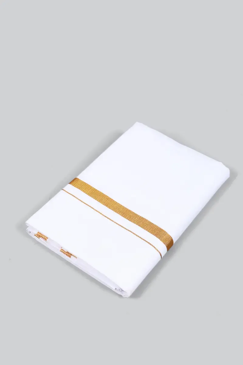 Men's Gold Zari Border Cotton Dhoti 