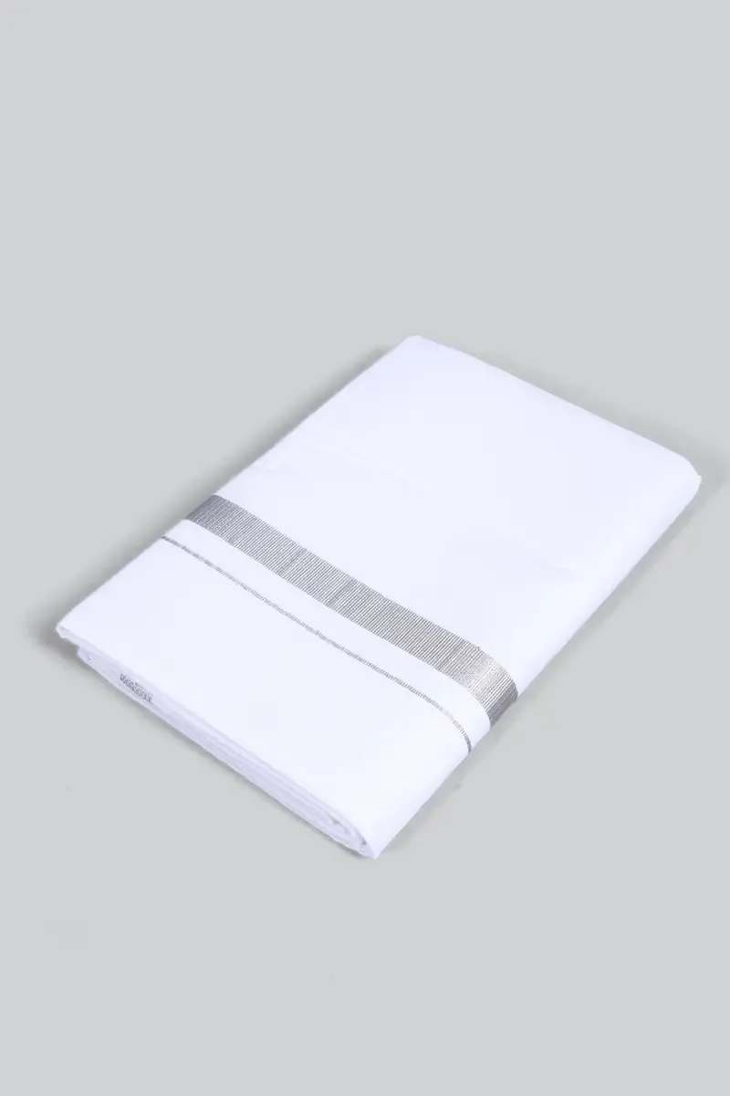 Men's Cotton Solid Dhoti with Zari Border