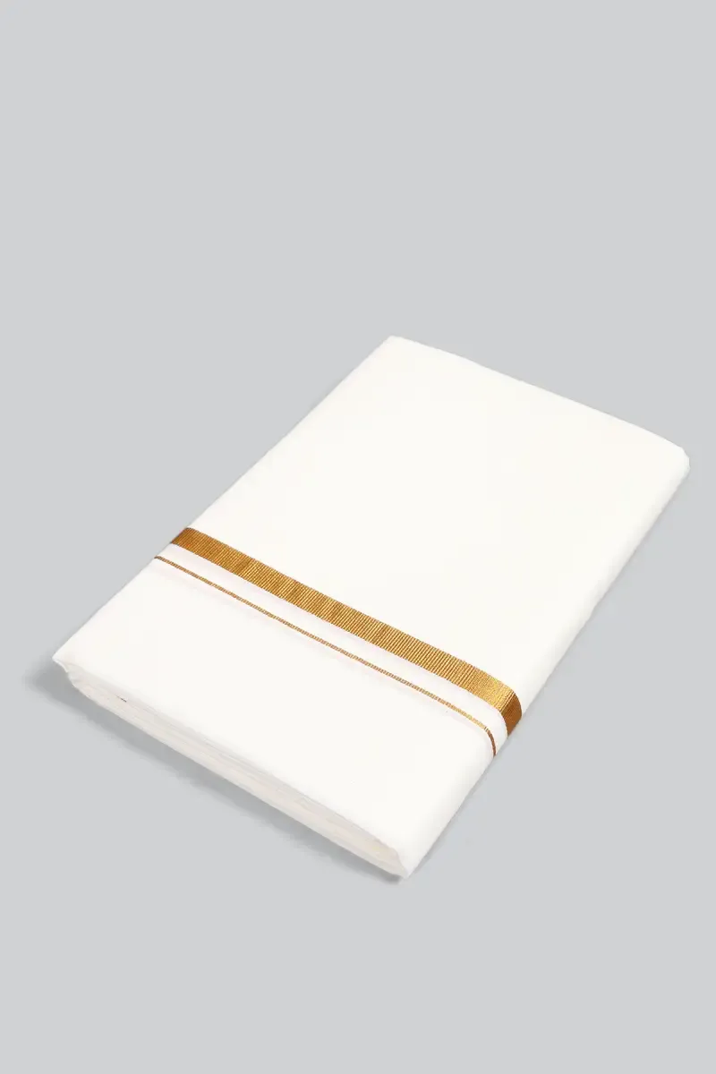 MCR Cotton Unstitched Dhoti with Zari Border for Men - 3.8 Mtr