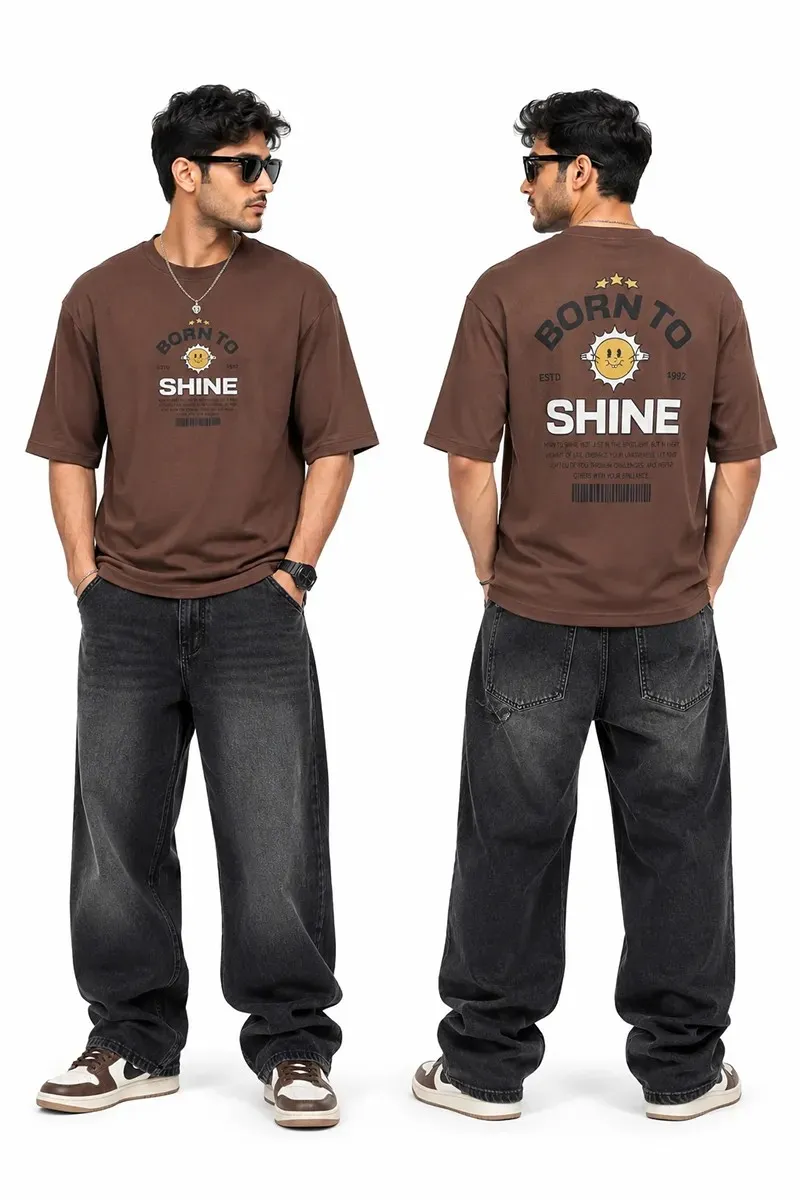 Printed Drop Shoulder T-shirt for Men 026937XLBRO