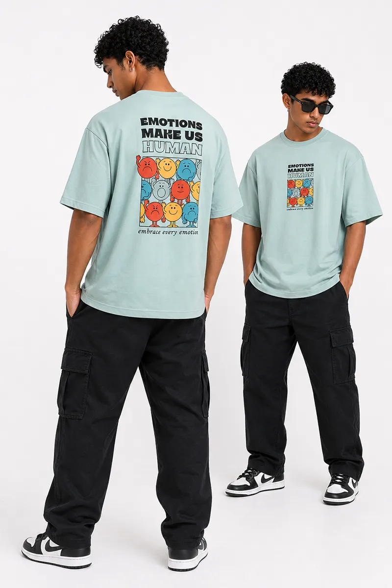Men's Cotton Blend Printed Drop Shoulder T-shirt