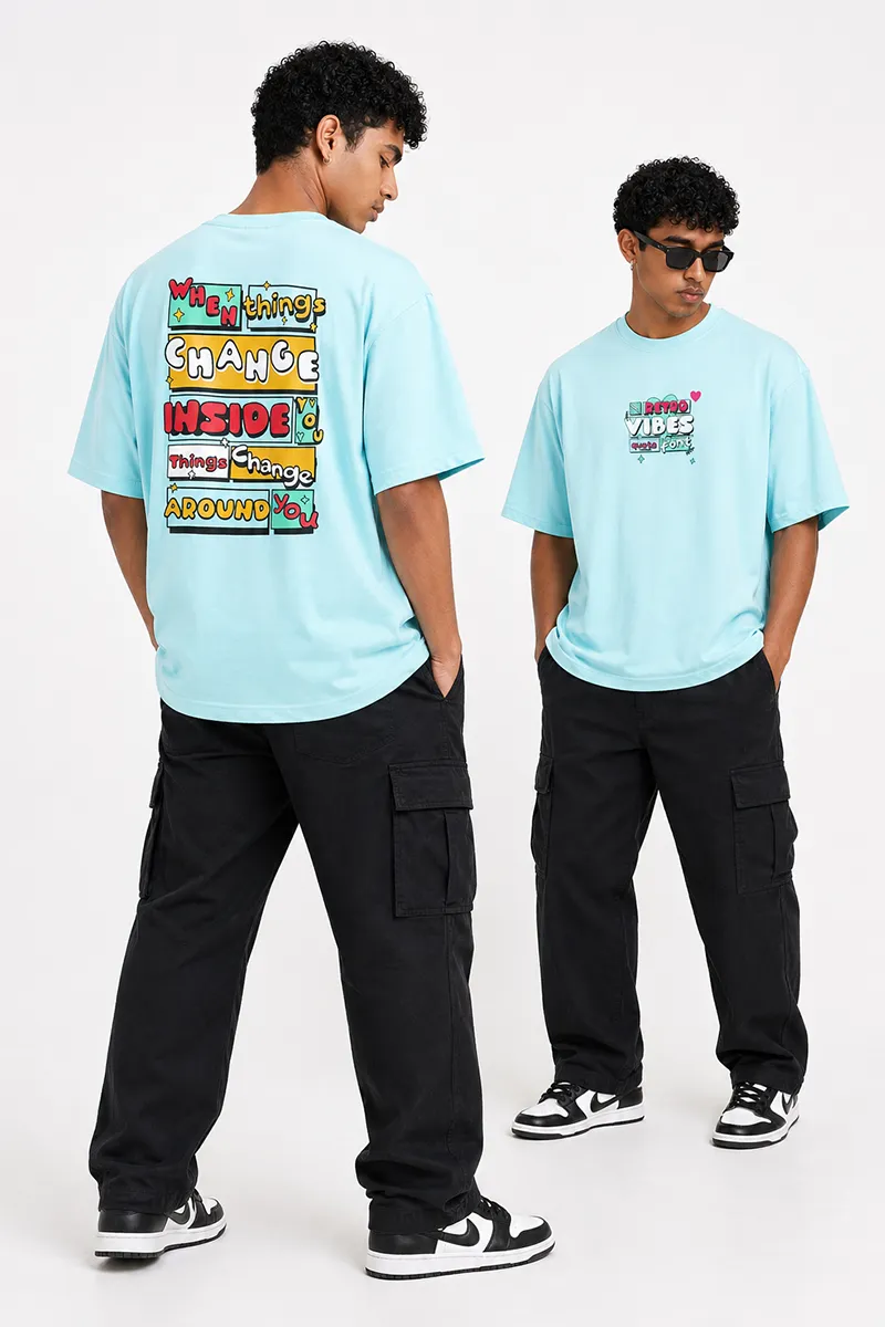 Cotton Blend Printed Drop Shoulder T-shirt for Men