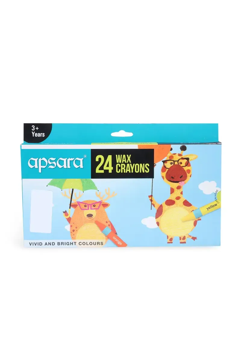 Apsara 24 Crayons Vivid and Bright Colors for Kids - Pack of 1
