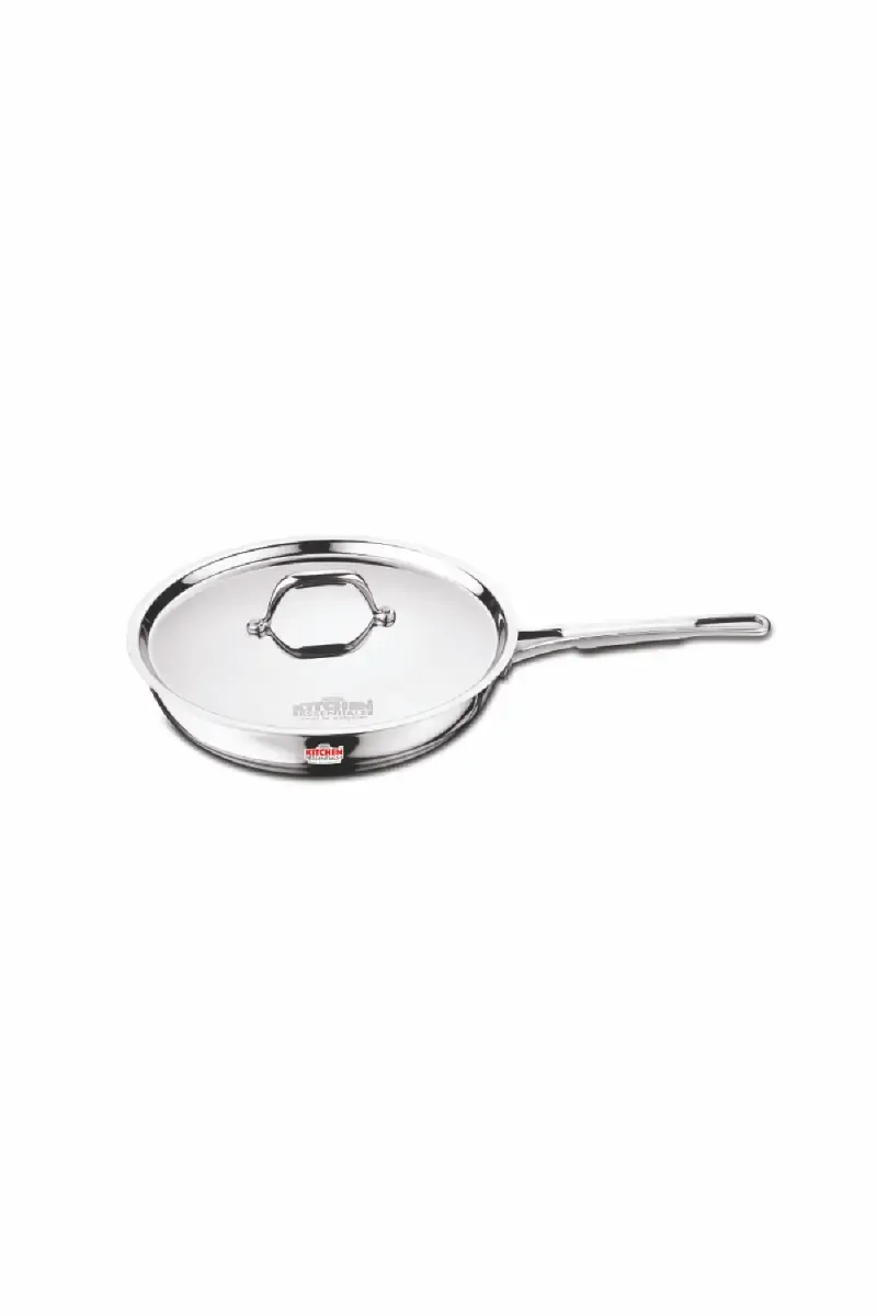 Triply Stainless Steel Fry Pan with Lid - 1.5 Ltr / 24cm (Kitchen Essential)