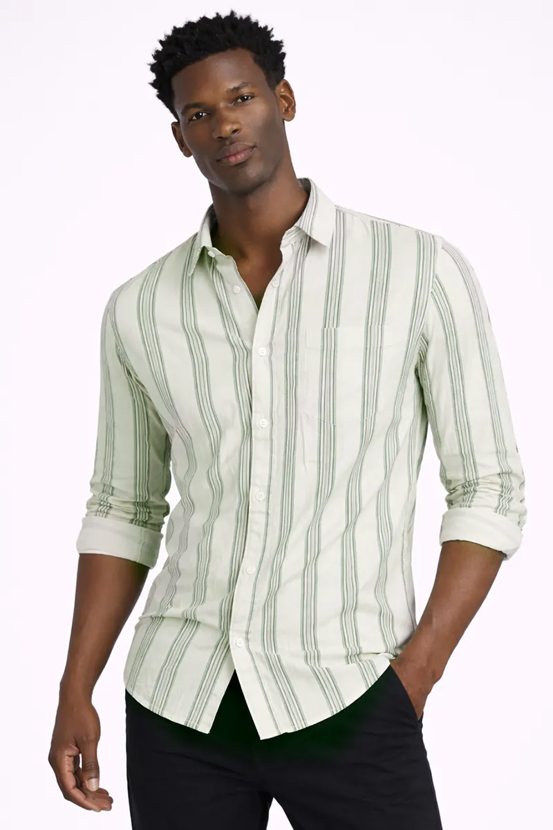 Cotton Striped Casual Shirt for Men 027034GREXL