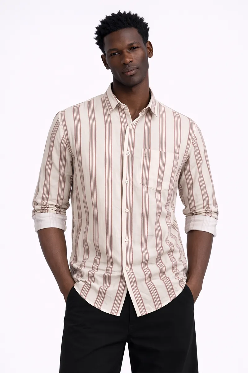 Cotton Vertical Striped Shirt for Men 027035MARXXL