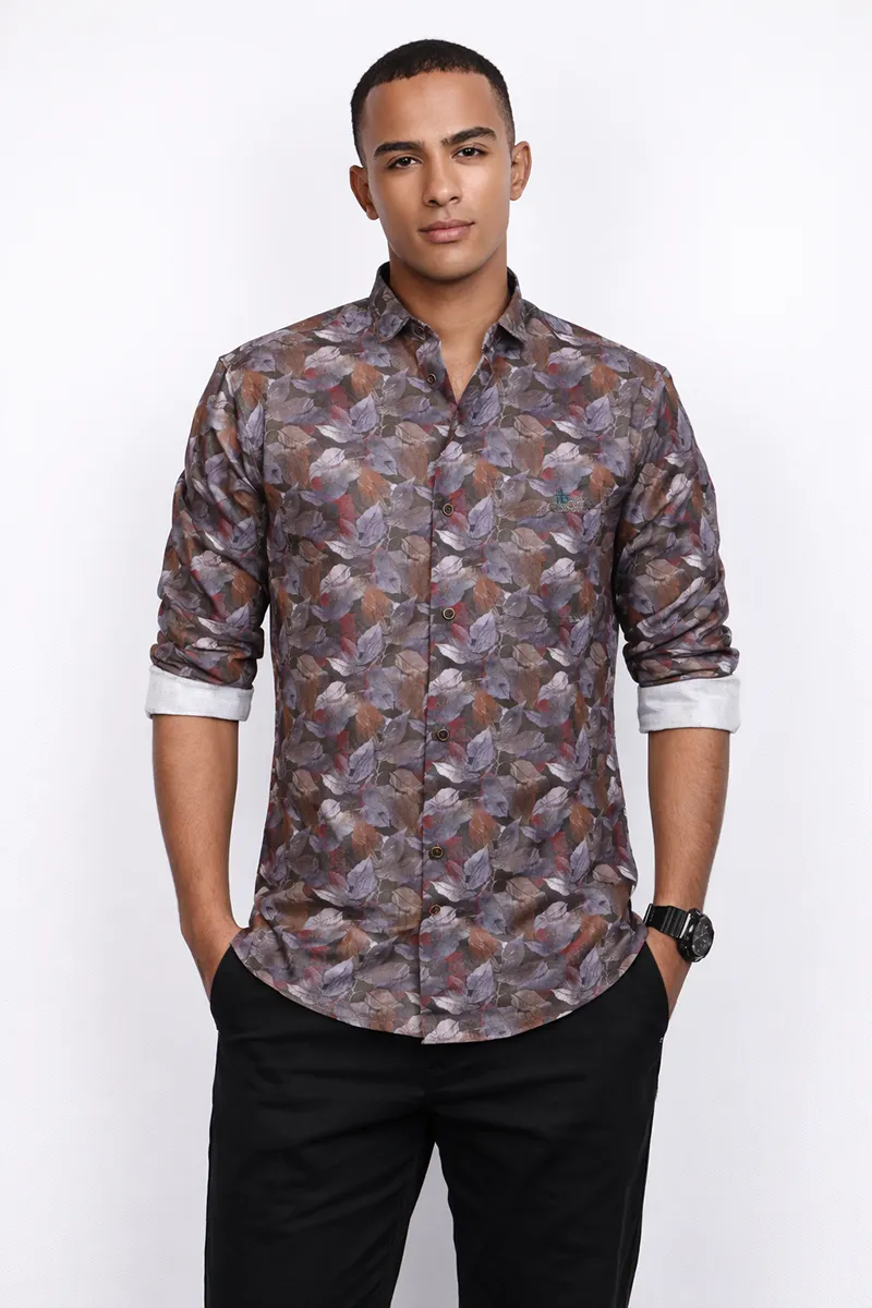 Cotton Botanical Printed Casual Shirt for Men 027040MULXL