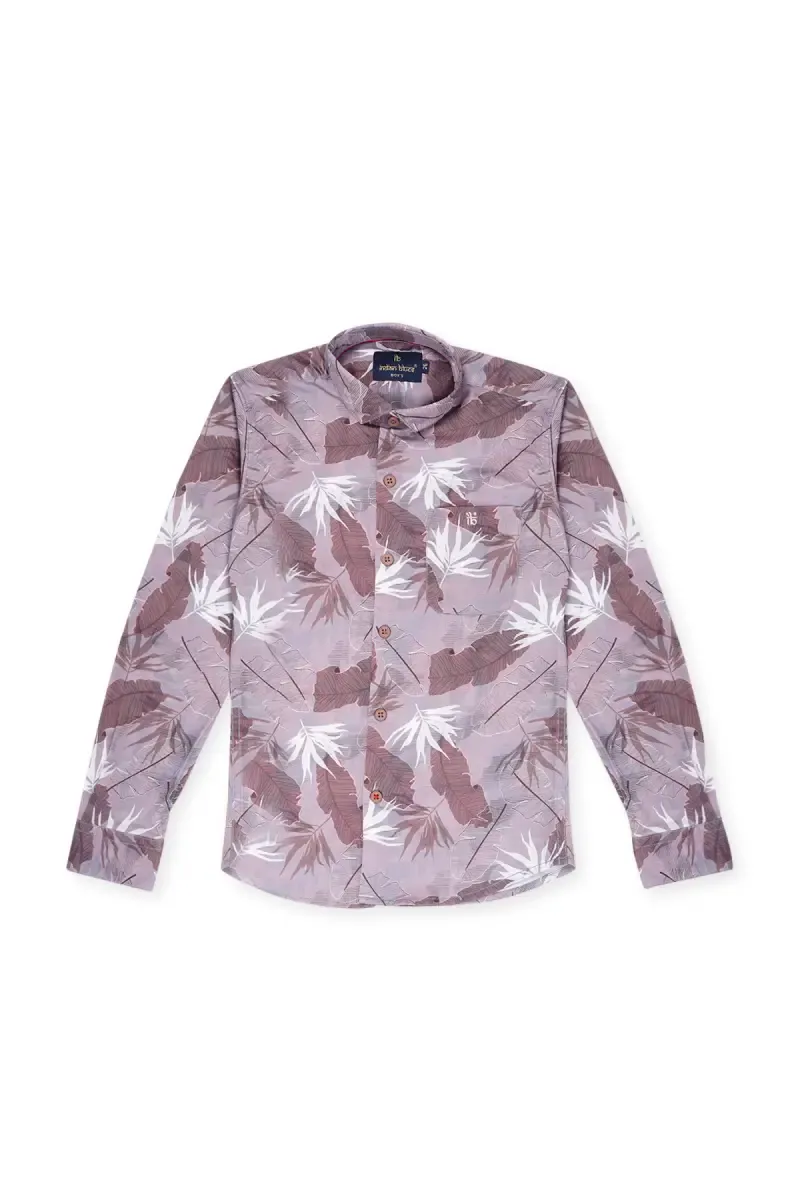 Cotton Botanical Printed Shirt for Boys 027185BRO141YRS