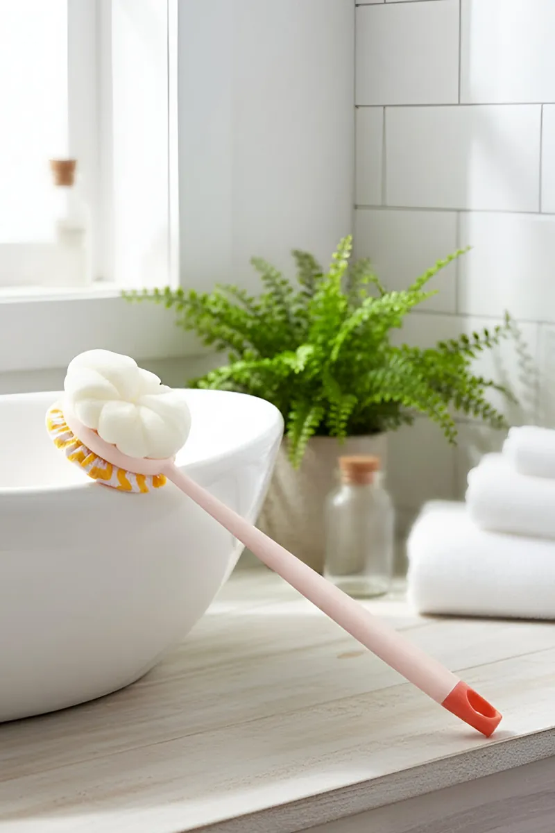 Long - Handle Soft Bath Body Brush with Sponge 027194LIGPINYEL