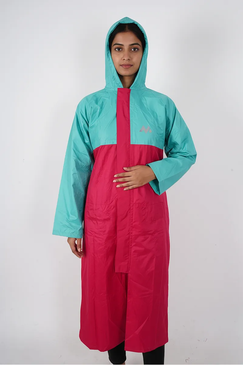 PVC Colorblock Rain Jackets for Women 027198PINXL