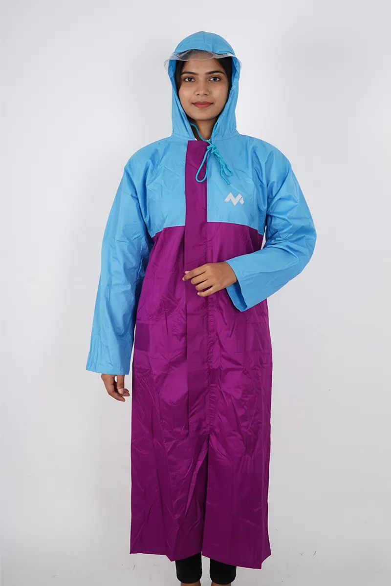 PVC Colorblock Rain Jackets for Women 027198PURXL