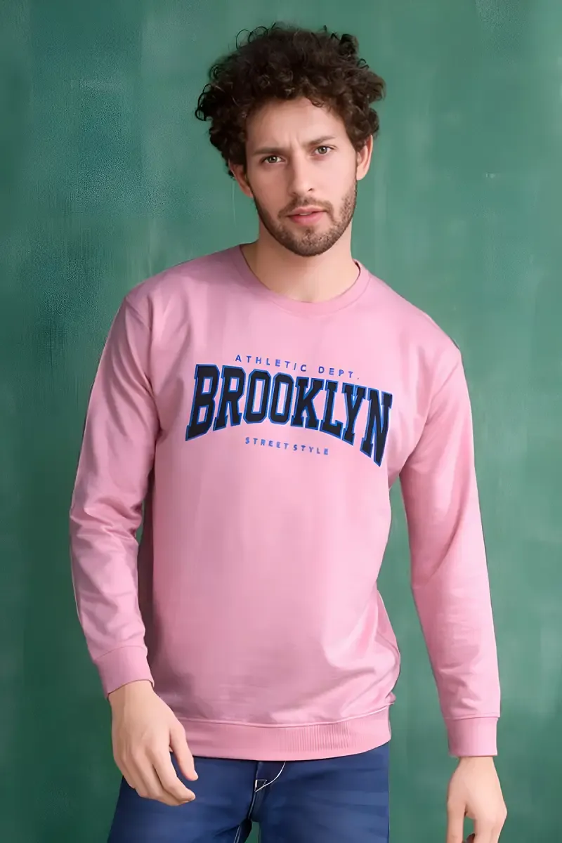 Cotton Typographic Print Sweatshirts for Men 027238PIN42