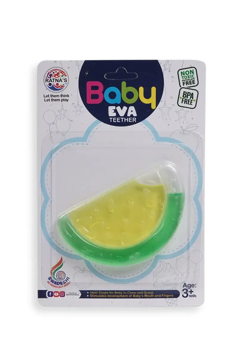 Ratna's Watermelon Shaped Baby Teether (Yellow & Green) - Pack of 1 027262YEL&GRE