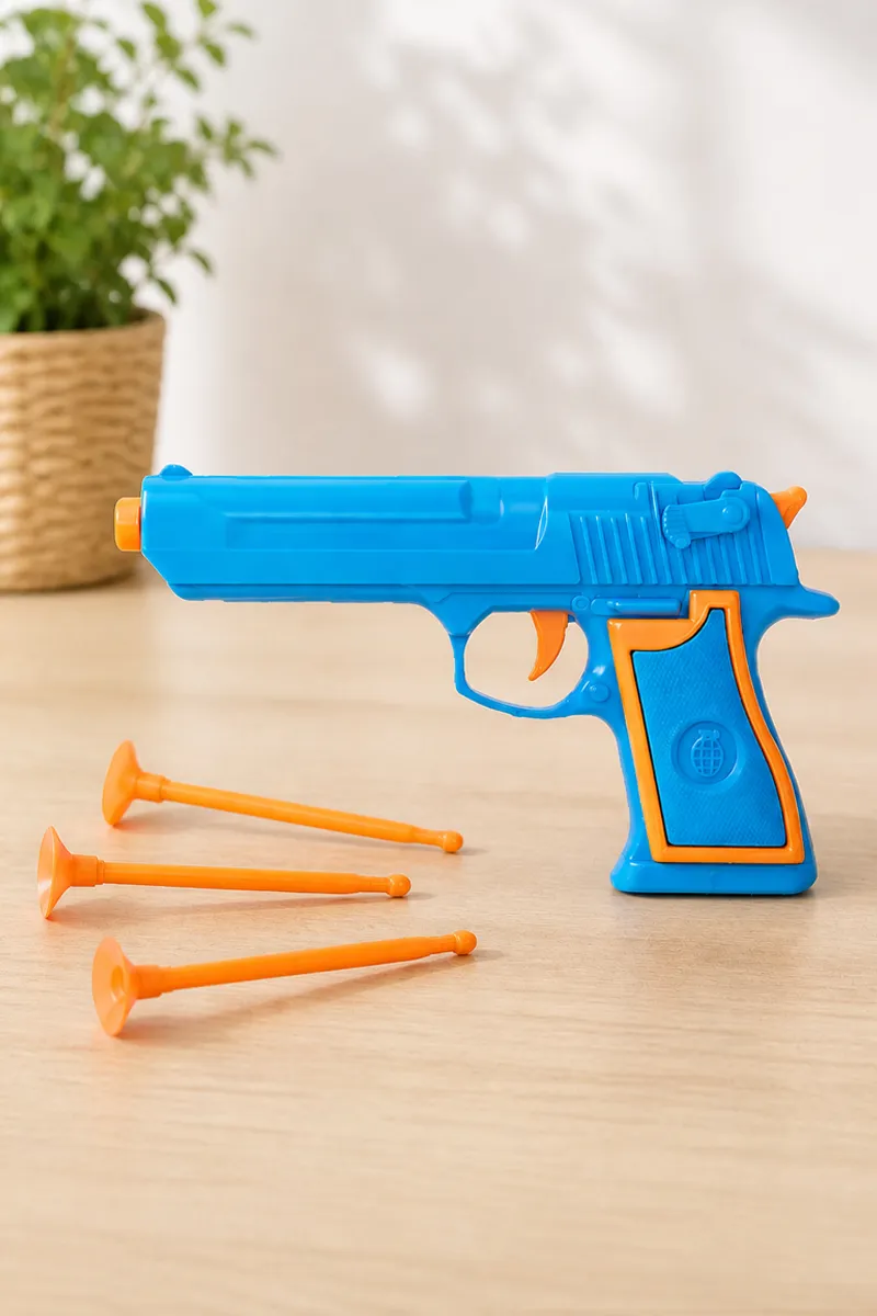 Ratna's Neon Gun With 3 Darts For Kids (Blue)  027266BLU