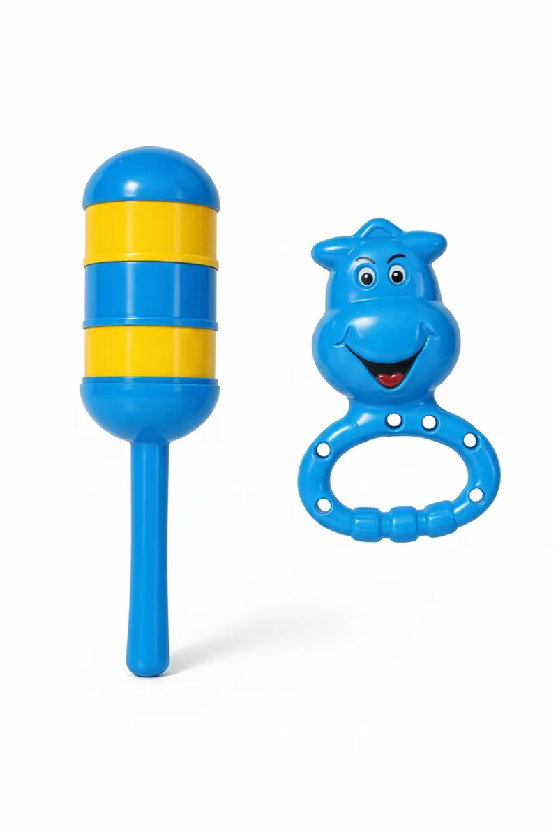 Ratna's Giggle Wiggle Musical Rattle For Babies (Blue) - Pack of 2