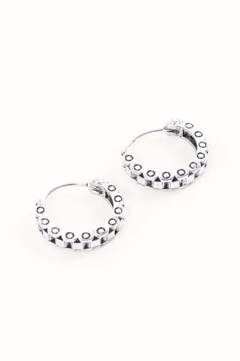 Silver Plated Circular Hoop Earrings for Men