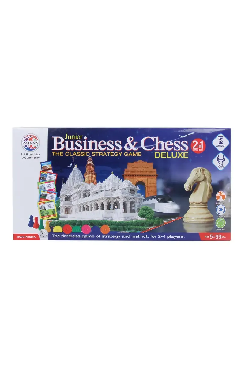 2 in 1 Junior Business & Chess Startegy Game (2 to 4 Players)