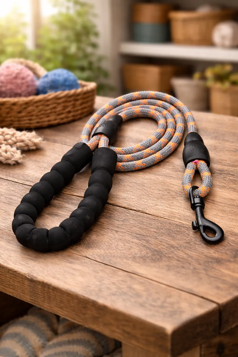 Dog Collar with Leash Medium (Orange) - Pack of 1