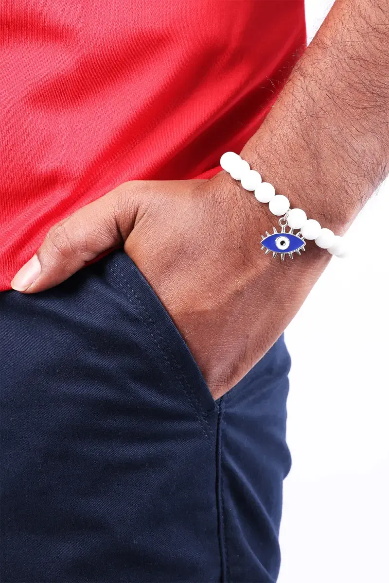 Evil Eye Charm Beaded Bracelet for Men