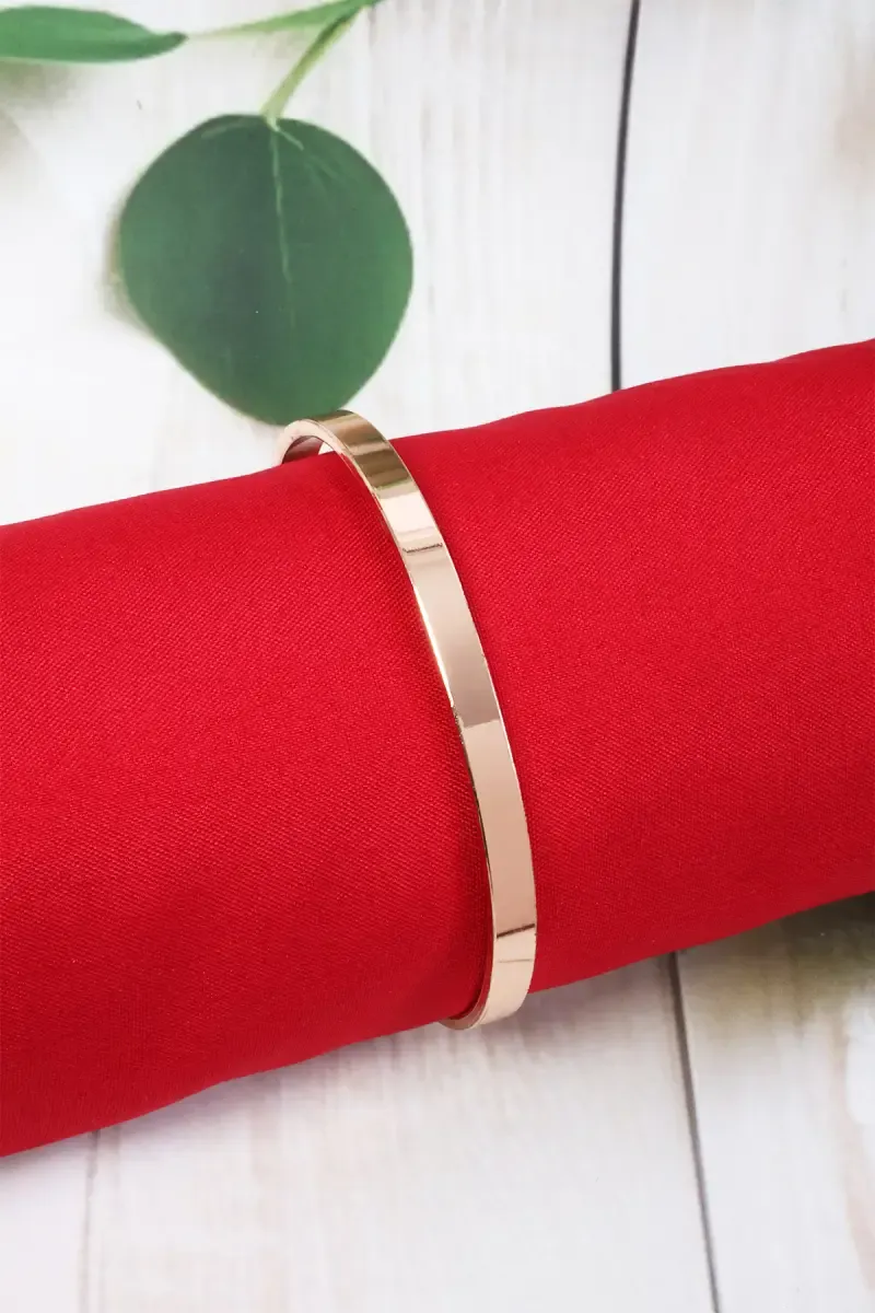 Gold Plated Glossy Finish Cuff Bracelet for Men