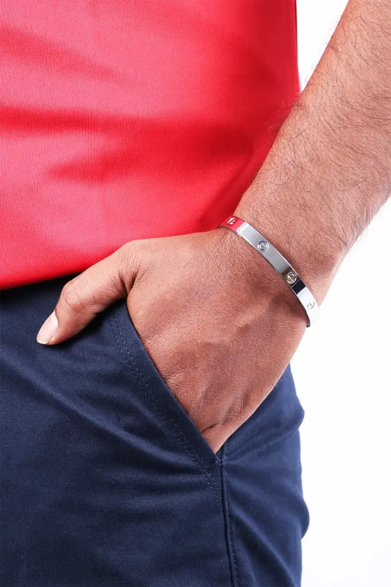 Silver Plated Openable Kada Bracelet for Men