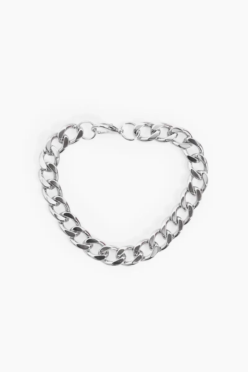 Silver Plated Chunky Curb Chain Bracelet for Women