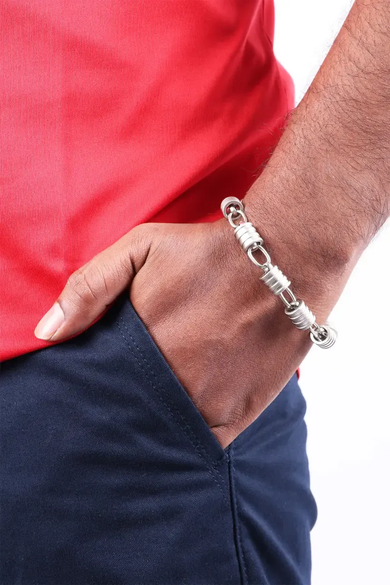 Matte Finish Spiral Tube Link Bracelet for Men