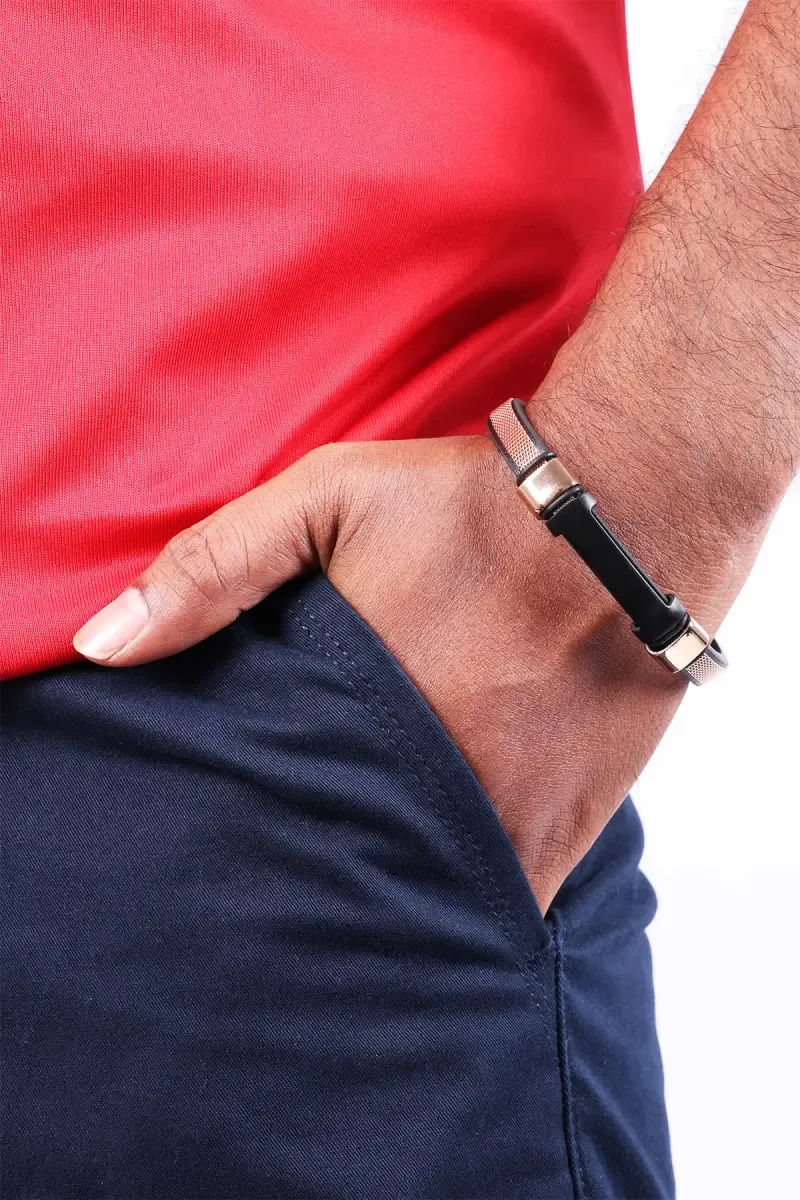 Gold Plating Leather Bracelet for Men